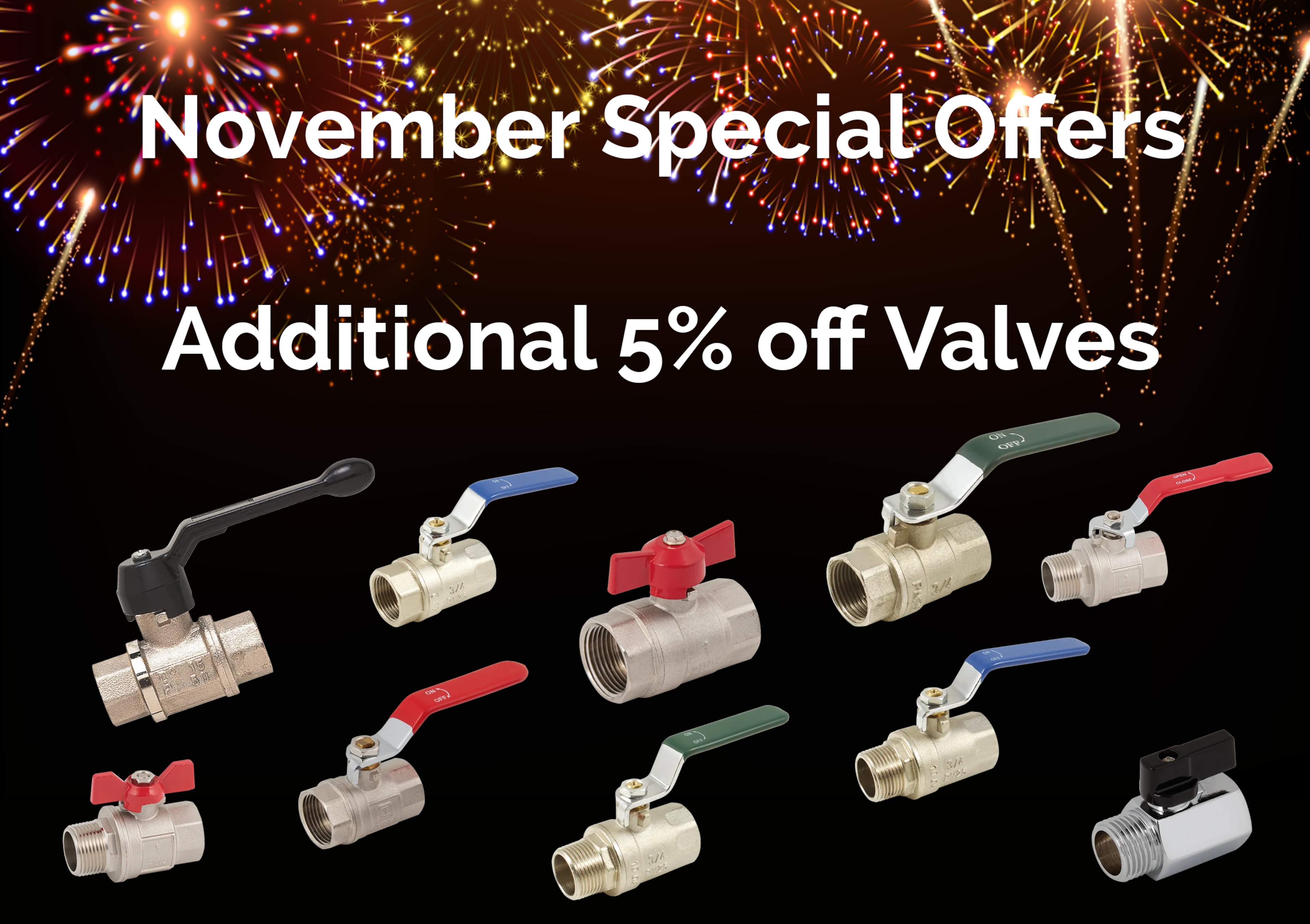 fireworks over different valves