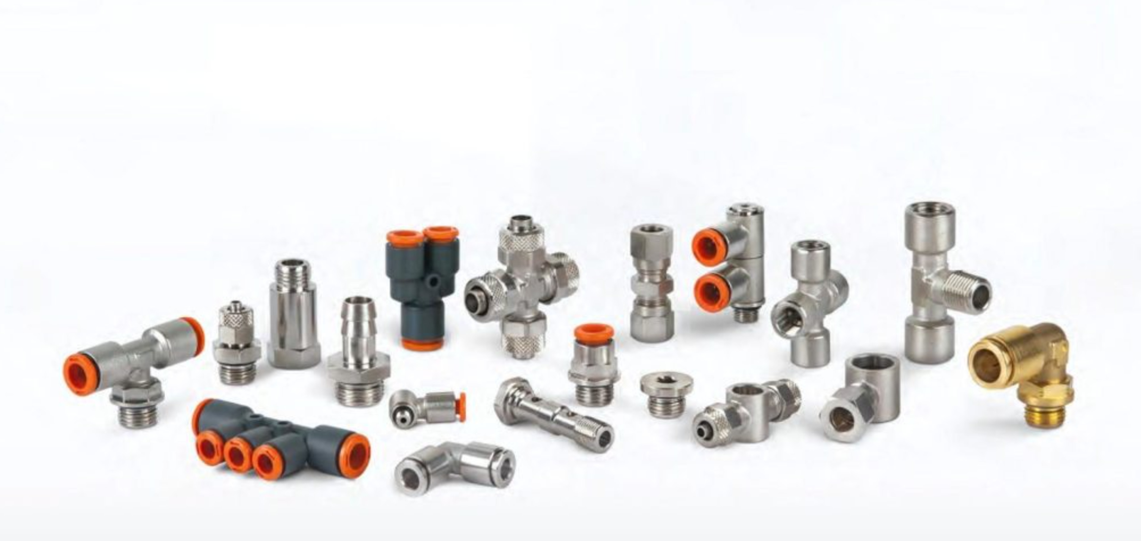 metalwork push in fitting range red collet and metal body